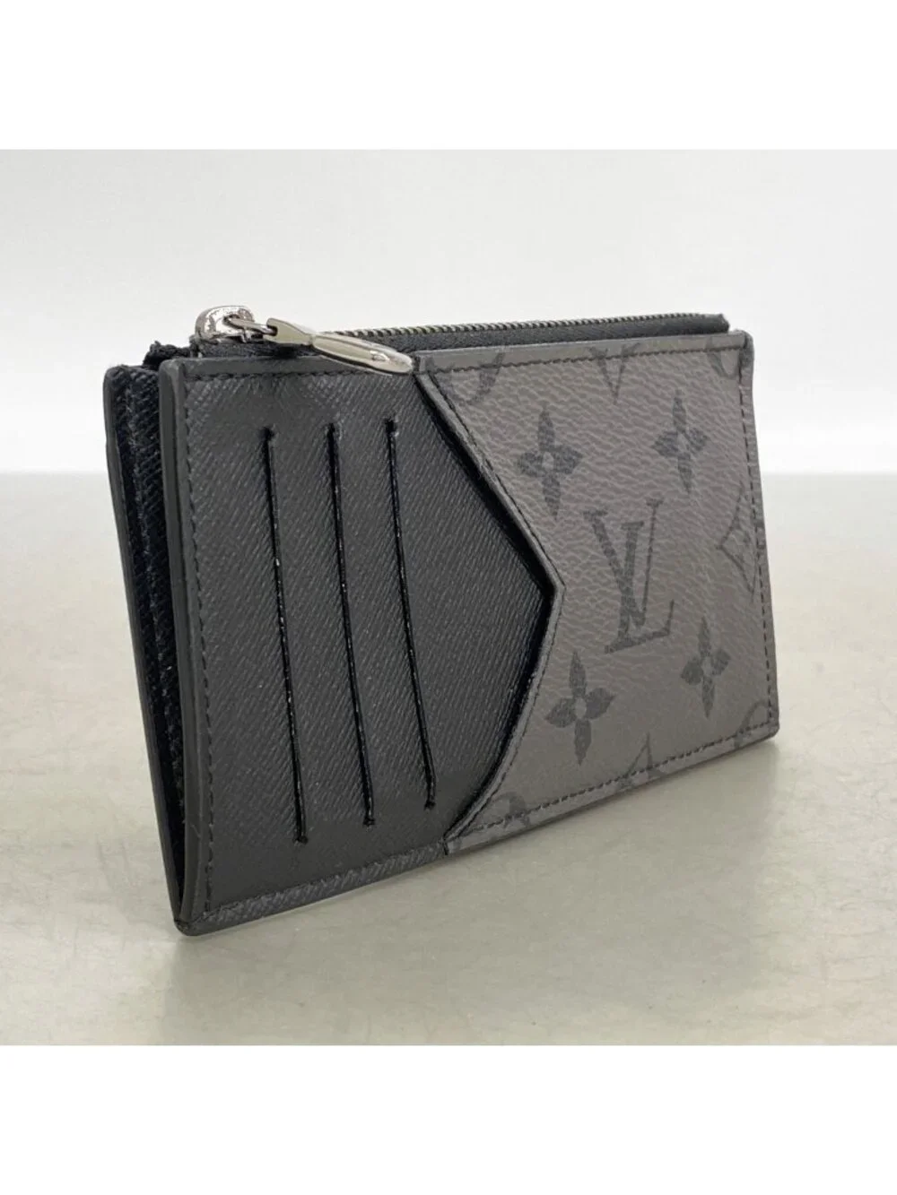 Louis Vuitton Monogram Eclipse Reverse Coin Card Holder Black Gray